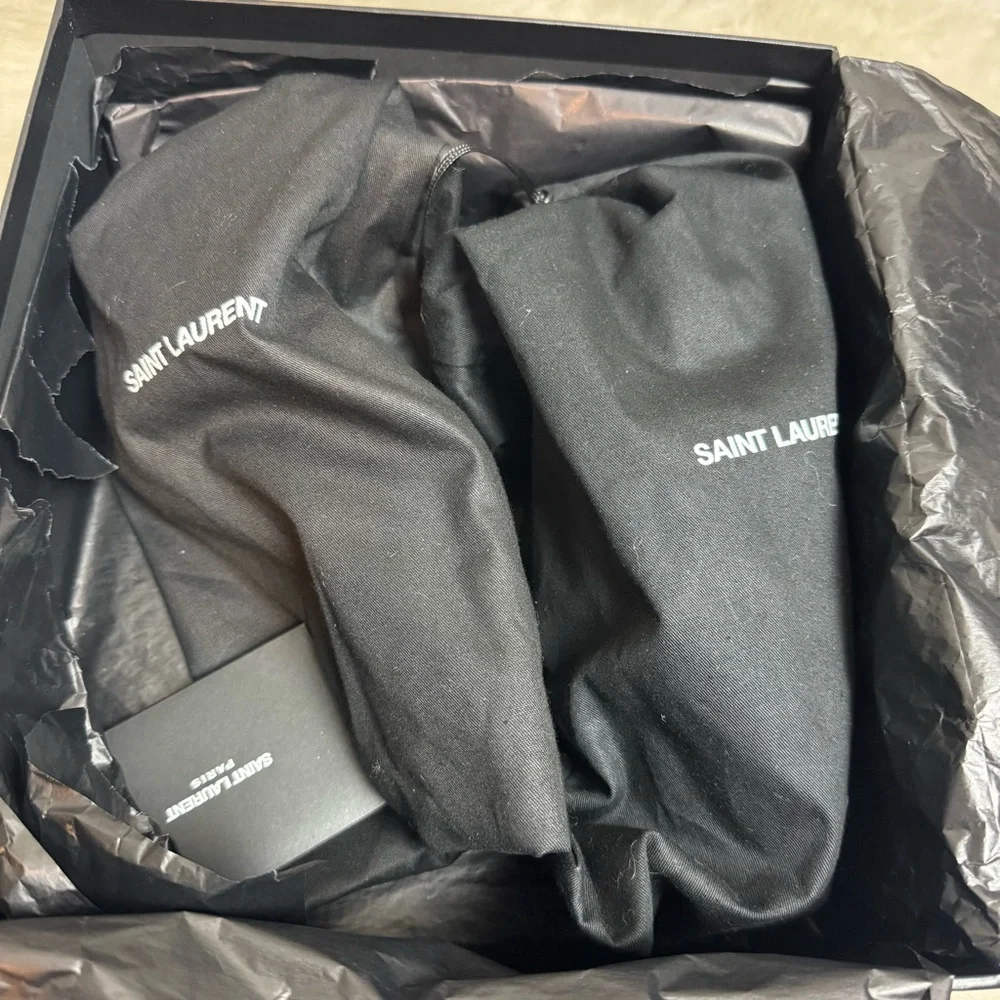 Saint Laurent Kika 55 Lace Up Patent Leather Sling Back Heels - Picture 11 of 11